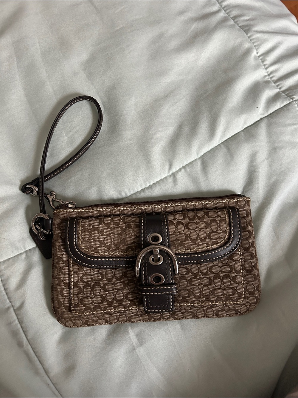 coach monogram wristlet wallet